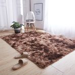 Modern ve Kabarık Geniş Alan Halısı 130 x 220 cm Yumuşak Uzun Tüylü Halı Oturma Odası Yatak Odası Banyo için Kolay Temizlenebilir Haki Rengi