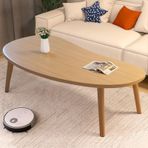 Modern Vintage Oval Sehpa Masif Ahşap Ayaklar Şık Oturma Odası ve Küçük Daire Orta Masa Çok Yönlü Vurgu Mobilya Ev Dekoru için (B 120 cm)