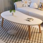 Modern Vintage Sehpa Oval Orta Masa Küçük Daireler için Masif Ahşap Ayaklar Şık Oturma Odası Yan Sehpa 100 cm Düşük Mobilya Rahat Alanlar için.