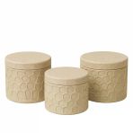 Modern Voronoi Desenli 3 Lü Çok Amaçlı Kavanoz Seti - 3D Tasarım Vidalı Kapaklı Organizer & Dekoratif Mutfak Ve Banyo Saklama Kutusu