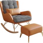 Modern yatan sallanan sandalye, ayak tabureli, yumuşak yatan koltuk, oturma odası, yatak odası, balkon için, rahat okuma koltuğu (turuncu)