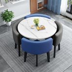 Modern Yemek Masası Seti 4 Kişilik Sandalyeli Yuvarlak Konferans Odası Masası Küçük Yemek Odası Masa Takımı Daire Mutfak Masası 4 Kişilik Yemek Takımı (A1280x80x75cm)