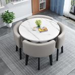 Modern Yemek Masası Seti 4 Kişilik Sandalyeli Yuvarlak Konferans Odası Masası Küçük Yuvarlak Yemek Odası Masa Takımı Daire Mutfak Masası 47 inç Yuvarlak Mutfak Masası (A190x90x75cm)