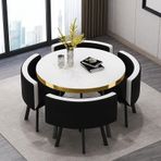 Modern Yemek Masası Seti 4 Sandalyeler ile 90CM İş Cafe Mobilya Mutfak için Şık Yemek Odası Seti Masa ve Sandalyeler ile