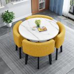 Modern Yemek Masası Seti 4 Yuvarlak Konferans Odası Sandalyeli Masa Küçük Yemek Odası Masa Takımı Daire Mutfak Masası 35,4 inç Yuvarlak Mutfak Masası (A2290x90x75cm)