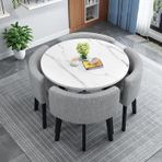 Modern Yemek Masası Seti 4 Yuvarlak Konferans Odası Sandalyeli Masa Küçük Yuvarlak Yemek Odası Masa Takımı Daire Mutfak Masası 80 cm Çap (A1880x80x75cm)