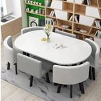 Modern yemek masası seti, 6 sandalyeli, oval yemek masası seti, 6 kişilik yemek masası, sehpa ve mutfak, oturma odası veya toplantı odası için 6 sandalye dahil