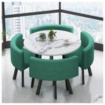 Modern Yemek Masası ve Sandalye Seti 5 80 cm/90 cm Yuvarlak Masa Yeşil Renk Balkon Oturma Odası Kahve Dükkanı Yatak Odası Ofis için İdealdir.