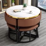 Modern Yemek Masası ve Sandalye Seti Ev ve Ofis Resepsiyon Odası Kulüp Masası ve Sandalye Kombinasyonu Oturma Odası, Mutfak, Bar, Balkon, Yatak Odası, Kütüphane ve Bilardo Salonu için Kahverengi Renk