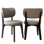 Modern Yemek Sandalyeleri 2'li Set - Sırtlıklı Döşemeli Mutfak Sandalyeleri, Masif Ahşap Çerçeve, Mutfak ve Oturma Odası için Şık Yemek Odası Mobilyaları (Siyah ve Koyu Haki)