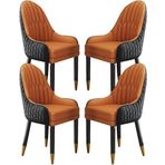 Modern Yemek Sandalyeleri 4'lü Set - Mikrofiber Deri Mutfak Sandalyeleri, Masif Ahşap Ayaklı Oturma Odası, Salon, Tezgah, Yatak Odası, Balkon için - Şık ve Rahat Mobilya (Kahve+Turuncu/Siyah+