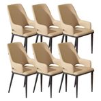 Modern Yemek Sandalyesi 6'lı Set Su Geçirmez Deri Mutfak Yatak Odası Balkon Kanepe Sandalye Evlilik Odası Tuvalet Masası Makyaj Oturma Odası Koyu Yeşil ve Bej Beyaz, B,Beige White-One Size