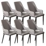 Modern Yemek Sandalyesi 6'lı Set Su Geçirmez Deri Mutfak Yatak Odası Balkon Kanepe Sandalye Evlilik Odası Tuvalet Masası Makyaj Oturma Odası Koyu Yeşil ve Bej Beyaz, K,Dark Gray-One Size