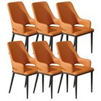 Modern Yemek Sandalyesi 6'lı Set Su Geçirmez Deri Mutfak Yatak Odası Balkon Kanepe Sandalye Evlilik Odası Tuvalet Masası Makyaj Oturma Odası Koyu Yeşil ve Bej Beyaz, T,Orange-One Size
