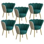 Modern Yemek Sandalyesi Paslanmaz Çelik Yaldızlı Ayaklı 6'lı Set Mutfak Tuvalet Masası Makyaj Sandalyesi Yatak Odası Balkon Kanepe ve Oturma Odası Açık Mavi/Pembe Renk,Dark Green-One Size