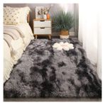 Modern Yumuşak Kabarık Uzun Tüylü Yün Halı Oturma Odası Yatak Odası ve Mutfak için 50 x 100 cm Koyu Mavi