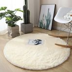 Modern Yumuşak Peluş Yuvarlak Yıkanabilir Halı Oturma Odası Çocuk Odası Yatak Odası Koridor Kabarık Yüksek Havlı Halı Yolluk İç Mekan Spor Aktiviteleri için (Bej 60 cm)