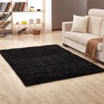 Modern Yumuşak Suni Kürk Shaggy Yüksek Havlı Halı Oturma Odası Yatak Odası için - Kabarık Siyah Halı 50 x 200 cm