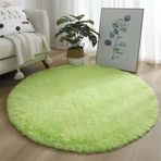 Modern Yumuşak Tüylü Yuvarlak Halı Oturma Odası Yatak Odası için Kaymaz Kabarık Uzun Tüylü Yemek Odası Ofis Banyo Koridorları Mutfak için 60 x 60 cm Bej