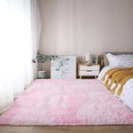 Modern Yumuşak ve Kaymaz Uzun Tüylü Yıkanabilir Halı Oturma Odası Yatak Odası Çocuk Odası Dekoru Başucu Uzun Tüylü Halı Lotus Pembesi 40x120 cm