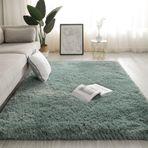 Modern Yumuşak Yıkanabilir Kaymaz Shaggy Halı Yatak Odası Yeşil 60 x 160 cm