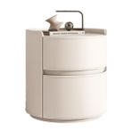 Modern Yuvarlak Ahşap Komidin - Yatak Odası için 2 Çekmeceli Minimalist Komodin, Oturma Odası, İskandinav Tarzı Sehpa, Küçük Saklama Kürkü (Renk: #06, Boyut: 40x40x50cm)