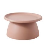 Modern Yuvarlak Ayaklı Sehpa - İskandinav Mantar Tasarımı, Balkon veya Oturma Odası için Basit Pembe Plastik Mini Yan Sehpa, 28" U x 28" G x 14" Y, Şık ve İşlevsel