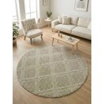 Modern Yuvarlak Bej Halı Kabartma Dokulu, Minimal Desenli Salon & Oturma Odası Halısı