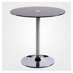 Modern Yuvarlak Cam Üst Yemek Masası - 70cm Ayaklı Bistro Masası 2-4 Kişilik Şık Krom Taban Mutfak ve Kahvaltı Köşesi Siyah Renk için Mükemmel.