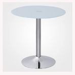 Modern Yuvarlak Cam Yemek Masası - 60/70/80cm Ayaklı Bistro Masası 2-4 için, Şık Krom Tabanlı, Beyaz Üst, Mutfak ve Kahvaltı Alanları için Mükemmel.
