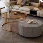 Modern yuvarlak iç içe geçme sehpa, 2'li set, büyük depolama, oturma odası, yatak odası, ofis, balkon, daire kullanımı için kolay bakım - küçük alanlar için şık ve fonksiyonel mobilyalar (Motl