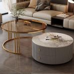 Modern yuvarlak iç içe geçme sehpa, 2'li set, büyük depolama, oturma odası, yatak odası, ofis, balkon, daire kullanımı için kolay bakım - rengârenk - Q, küçük alanlar için çok fonksiyonlu mobilya (2