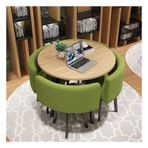 Modern yuvarlak konferans masa seti ofis iş toplantı ve resepsiyon sehpa ve sandalye seti Cafe balkon oturma odası basit tasarım pamuk keten döşeme kırmızı ve yeşil renk seçenekleri
