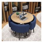 Modern Yuvarlak Konferans Masası Seti Şık Sehpa ve Sandalyeler Ofis Kafe Oturma Odası Balkon için Kırmızı ve Mavi Sade Tasarım Toplantılar ve Boş Zaman İçin Mükemmel