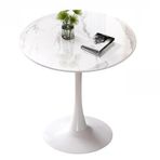 Modern Yuvarlak Lale Yemek Masası - 60/70/80 cm Sinterlenmiş Taş Mermer Üst Metal Ayaklar Zarif Oturma Odası ve Ofis Mobilyaları Şık Ev Dekoru (Boyut: 60 cm Renk: B)
