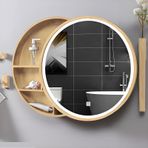 Modern Yuvarlak LED Banyo Vanity Tıp Dolabı Akıllı Dokunmatik Anahtarı ile Altın Kaplama 70 cm