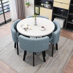 Modern Yuvarlak Masa ve Sandalye Seti 4 Parça Küçük Ofis Konferans Odası Mobilyaları Oturma Odası Mutfak veya Balkon Yemek Alanı için Mükemmel