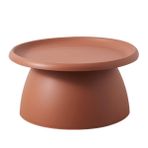 Modern Yuvarlak Sehpa - İskandinav Mantar Tasarımı, 28" U x 28" G x 14" H, Balkon için Basit Plastik Yan Sehpa, Oturma Odası, Küçük Alan, Kahverengi Düz Renk