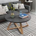Modern Yuvarlak Sehpa Oturma Odası için Çevre Dostu Kayın Ağacı Çapraz Taban Kaymaz Ayak Pedleri Şık Yan Sehpa Komidin 50 cm 60 cm 70 cm 80 cm