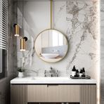 Modern Yuvarlak Tavan Asma Ayna - Tıraş ve Makyaj için 40 cm Banyo Makyaj Aynası - Oturma Odası Yatak Odası ve Giriş için Şık Duvar Dekoru - Dekoratif Ev Aksesuarı
