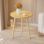 Modern Yuvarlak Yan Sehpa Küçük Ahşap Vurgu Masası Oturma Odası ve Yatak Odası için 60 cm/23,6 inç Şık Masif Ahşap Ayaklar Küçük Alanlar için Mükemmel
