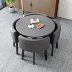 Modern Yuvarlak Yemek Masası Seti 4 Kişilik Sandalyeli Küçük Sehpa ve Sandalye Kombo Balkon Oturma Odası Mutfak veya Ofis için Şık Mobilya Seti (Stil 3 80 * 80 * 75 cm)