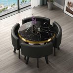 Modern Yuvarlak Yemek Masası Seti 4 Sandalyeler 80CM Yuvarlak Cafe Masa ve Sandalye Kombinasyonu Mutfak Yemek için