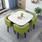 Modern Yuvarlak Yemek Masası Seti 4 Sandalyeli Kare Konferans Masası ve Resepsiyon Masası Kombinasyonu Ahşap Mutfak Masası Seti 4 Kişilik (Renk: 30)