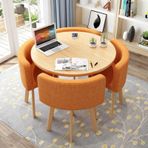 Modern yuvarlak yemek masası seti, 4 sandalyeli, küçük ofis konferans odası için, mutfak, salon ve oturma odası için şık mobilyalar, 80 cm yükseklik, rahat ve zarif yemek takımı