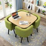 Modern yuvarlak yemek masası seti, 4 sandalyeli, şık mobilyalar, mutfak, oturma odası, küçük ofis veya konferans odası için ideal, ev veya iş yeri için şık yemek takımı