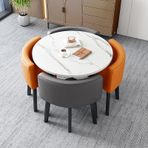 Modern Yuvarlak Yemek Masası Seti 4 Sehpa ve Sandalye Kombo Balkon Oturma Odası ve Mutfak için Ofis ve Ev için Şık Mobilya (80 x 80 x 75 cm)