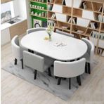 Modern Yuvarlak Yemek Masası Seti 6 Sandalyeli Küçük Ofis Konferans Masaları ve Sandalyeleri Oturma Odası için Mutfak ve Salon Mobilyaları 7 Parça Toplantı Odası Seti