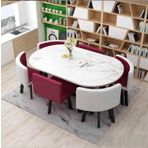Modern yuvarlak yemek masası seti, 6 sandalyeli, küçük ofis veya konferans salonu için, mutfak, salon ve oturma odası için şık mobilyalar, 7 parçalı toplantı masası seti