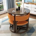 Modern yuvarlak yemek masası ve sandalye seti 80cm küçük piknik masa ev ofis toplantı odası ve bahçe turuncu renk seçeneği
